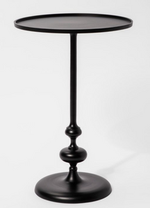 Londonberry Turned Metal Accent Table Black,  Very Small in size, 19.5`` tall