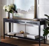 60`` Woven Drawer Console Table Black, assembled, scratch & dent