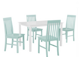 5pc Modern Two-Toned Kitchen Dining Set , assembled, sage / white