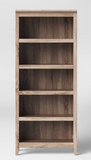 72" Carson 5 Shelf Bookcase, assembled, rustic walnut