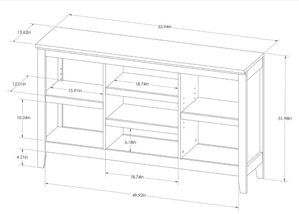 32" Carson Horizontal Bookcase with Adjustable Shelves,  scratch & dent, fully assembled