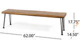 Solid wood bench, rustic metal legs, indoor / outdoor, acacia wood