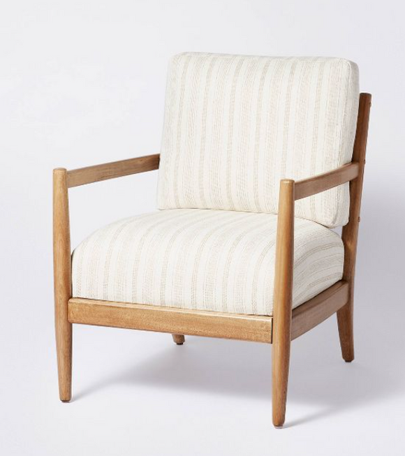 Ladder Back Wood Arm Accent Chair, Low Rider