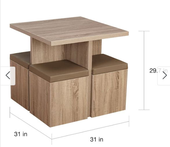 Simple Living Baxter Table with Storage Ottomans 5-piece Dining Set, Black, Assembled