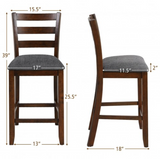 2 Pieces 26`` Counter Height Chairs with Fabric Seat and Rubber Wood Legs, assembled