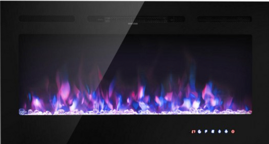 40-Inch Electric Fireplace Recessed  or Wall Mounted with Multicolor Flame