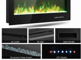40-Inch Electric Fireplace Recessed  or Wall Mounted with Multicolor Flame