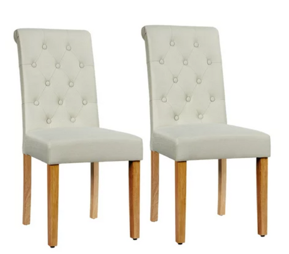 Set of 2 Parsons Upholstered Fabric Chair with Wooden Legs Gray