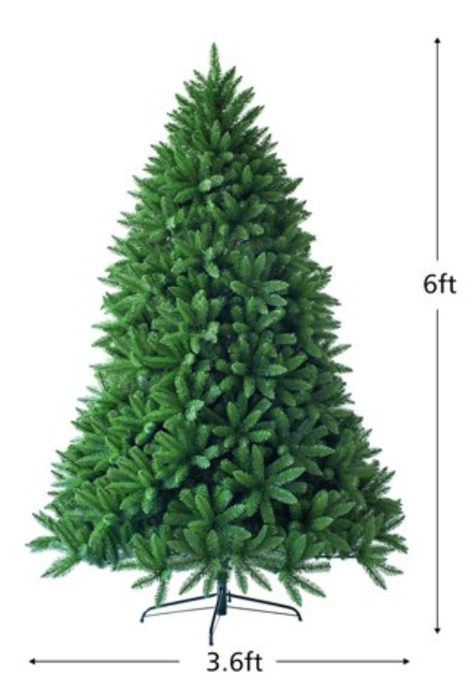 6ft, Unlit, Premium Hinged Artificial Christmas Fir Tree w/ 1250 Branch Tips, cm22056