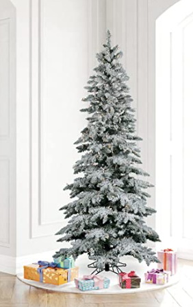 Vickerman Slim Utica 6.5' Flocked Artificial Christmas Tree w/ White Light