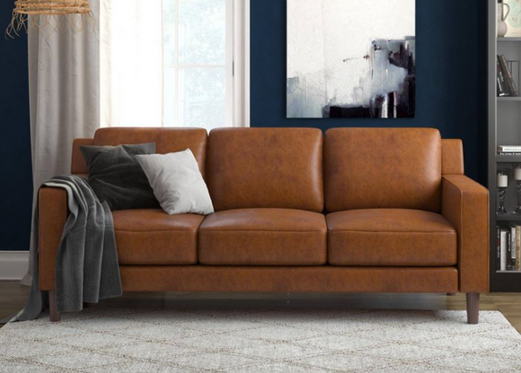 Ferranti 78'' Faux Leather Square Arm Sofa