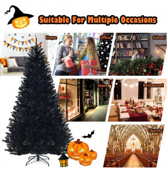 7.5 Feet Hinged Artificial Halloween Christmas Tree, unlit