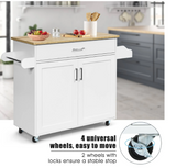 Rolling Kitchen Island Cart with Towel and Spice Rack, white, fully assembled, small scratch & dent