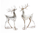 16``Holiday Memories Silver Deer Metal Figurines, 2 piece set