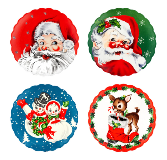 8.25`` Mr. Christmas Traditional Vintage Plates- Set Of 4