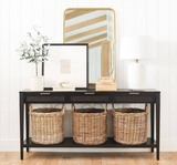 East Bluff Woven Drawer Console Table Black, scratch & dent