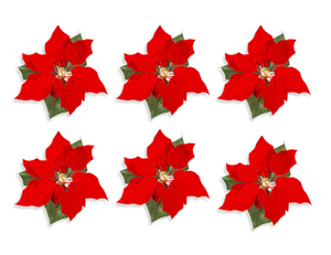 7`` Holiday Memories B/O Lighted LED Red Poinsettia Clip-Ons (Set of 6)