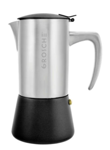 GROSCHE, MILANO STEEL STOVETOP 6 CUPS ESPRESSO MAKER, BRUSHED