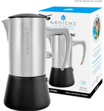 GROSCHE, MILANO STEEL STOVETOP 6 CUPS ESPRESSO MAKER, BRUSHED