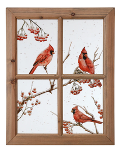 Holiday Memories Cardinals Window Frame Print