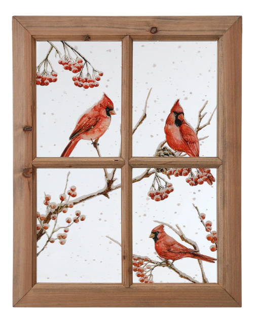 Holiday Memories Cardinals Window Frame Print