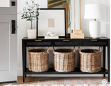 EXTRA $100 OFF, now $189.99,  60`` console table, black, 3 drawer, minor scratch & dent