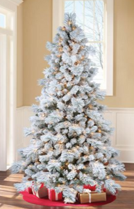 Holiday Time 7.5' Flocked Pre-Lit Christmas Tree - White