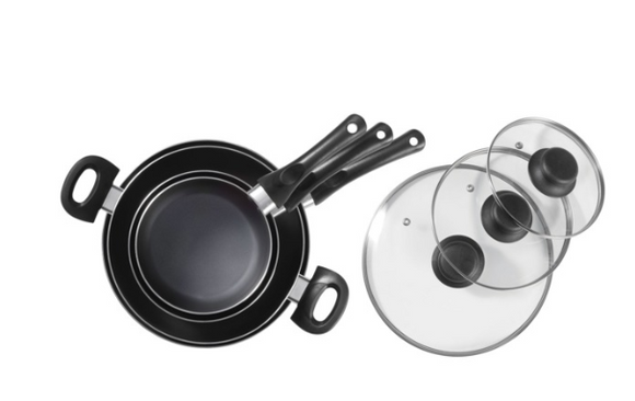 Starfrit Starbasix, 7-Piece Aluminum Cookware Set (Black)