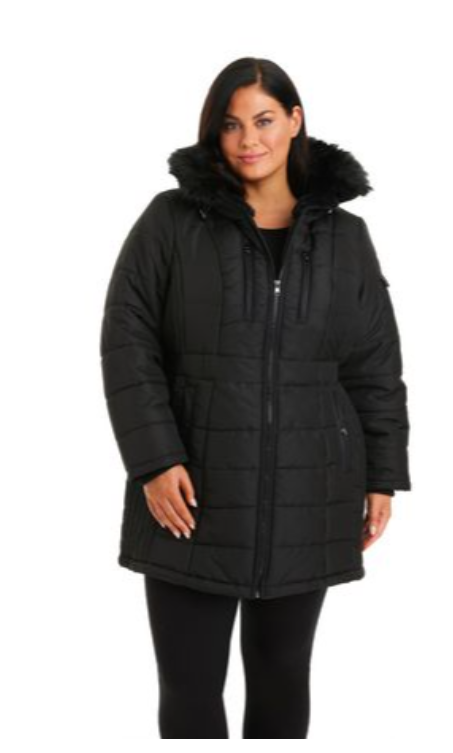 Details Women's Plus Size Zip Front Hooded Parka, 1X