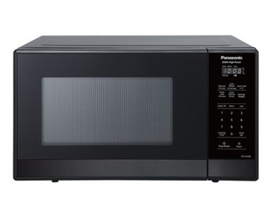 Panasonic 900w, Compact 0.9 cft. Microwave, Stainless Steel with Black Glass Door