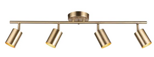 Brushed Gold,  4 Way Ceiling Spot Lighting, Flexibly Rotatable Light Head,