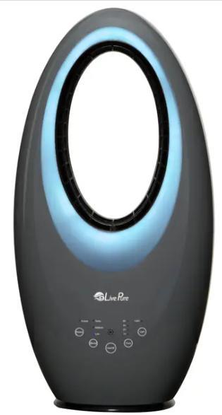 LivePure Bladeless Auto-Duster Fan, Oscillating Fan with Filter - White
