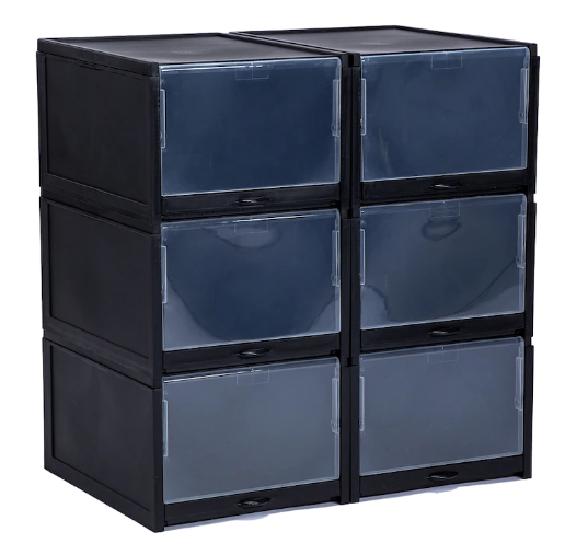 OrganizeMe Set Of 3 Sliding Shoe Bins, unassembled