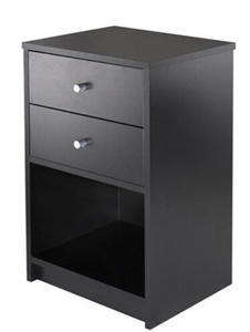 Winsome Ava Accent Table with Two Drawers in Black Finish, assembled