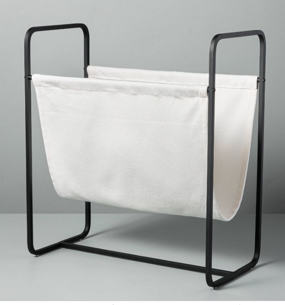 Metal & Fabric Storage / magazine Rack Black/Sour Cream