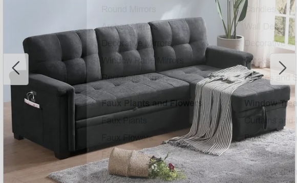 Sleeper Sectional Sofa - Medium Grey, assembled, 2 Usb ports, pull out sleeper