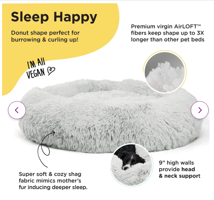 shag donut luxery plush cuddler bed, Medium, color frost