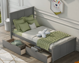 Twin Size Platform Bed with Two Drawers, grey, SPECIAL in box, scratch & dent