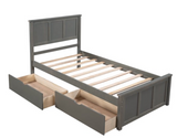 Twin Size Platform Bed with Two Drawers, grey, SPECIAL in box,