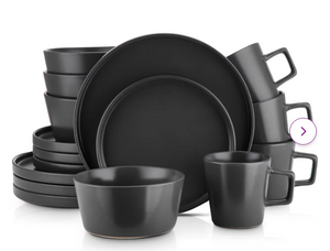 stone & lain stoneware dinnerware set, matte black, 1 large plate missing