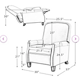 Glen Ellyn Genuine Leather 30`` manual  recliner