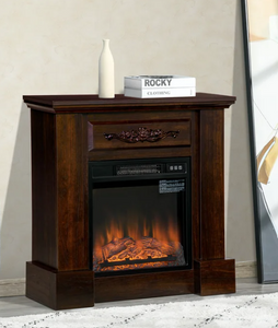 Canora Grey Electric Fireplace With Mantel, 1400W, Brown, Scratch & Dent