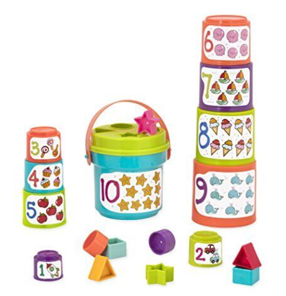 Battat - Sort & Stack - Educational Stacking Cups with Numbers & Shapes