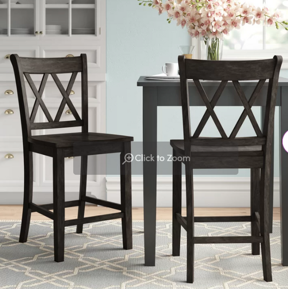 Stroupe Solid Wood 24.5 Counter stool, black, 2 piece set