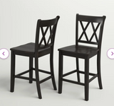 Stroupe Solid Wood 24.5 Counter stool, black, 2 piece set