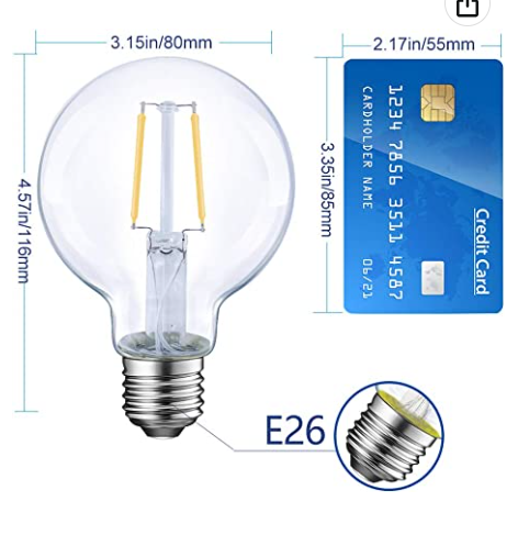 Dimmable LED Edison Light Bulb, G25 (G80) Globe Shape, Clear Glass, 40 Watt Equivalent,