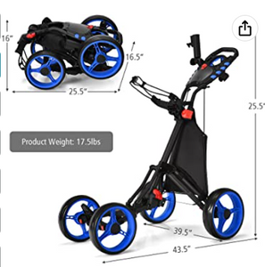 DORTALA Golf Push Pull Cart, Lightweight Folding 4 Wheels Golf Push Cart, in box