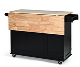 Drop-Leaf Kitchen Island Trolley Cart Wood Storage Cabinet, assembled