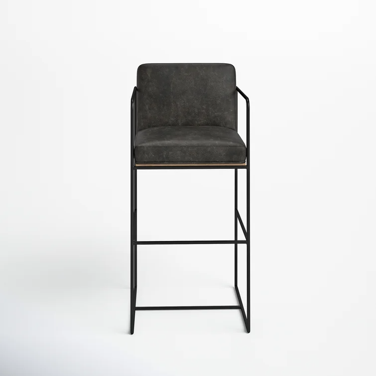 Sidney 26`` Counter/Bar Stool, 100% Genuine Leather, Black *HUGE SAVINGS*