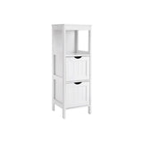 Zemple White Bathroom Tower with Drawers, small in size